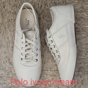 Casual,  leatherette, ivory, Polo shoe, size 11